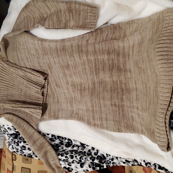 Cable Knot Turtle Neck Dress Taupe - Picture 2 of 5